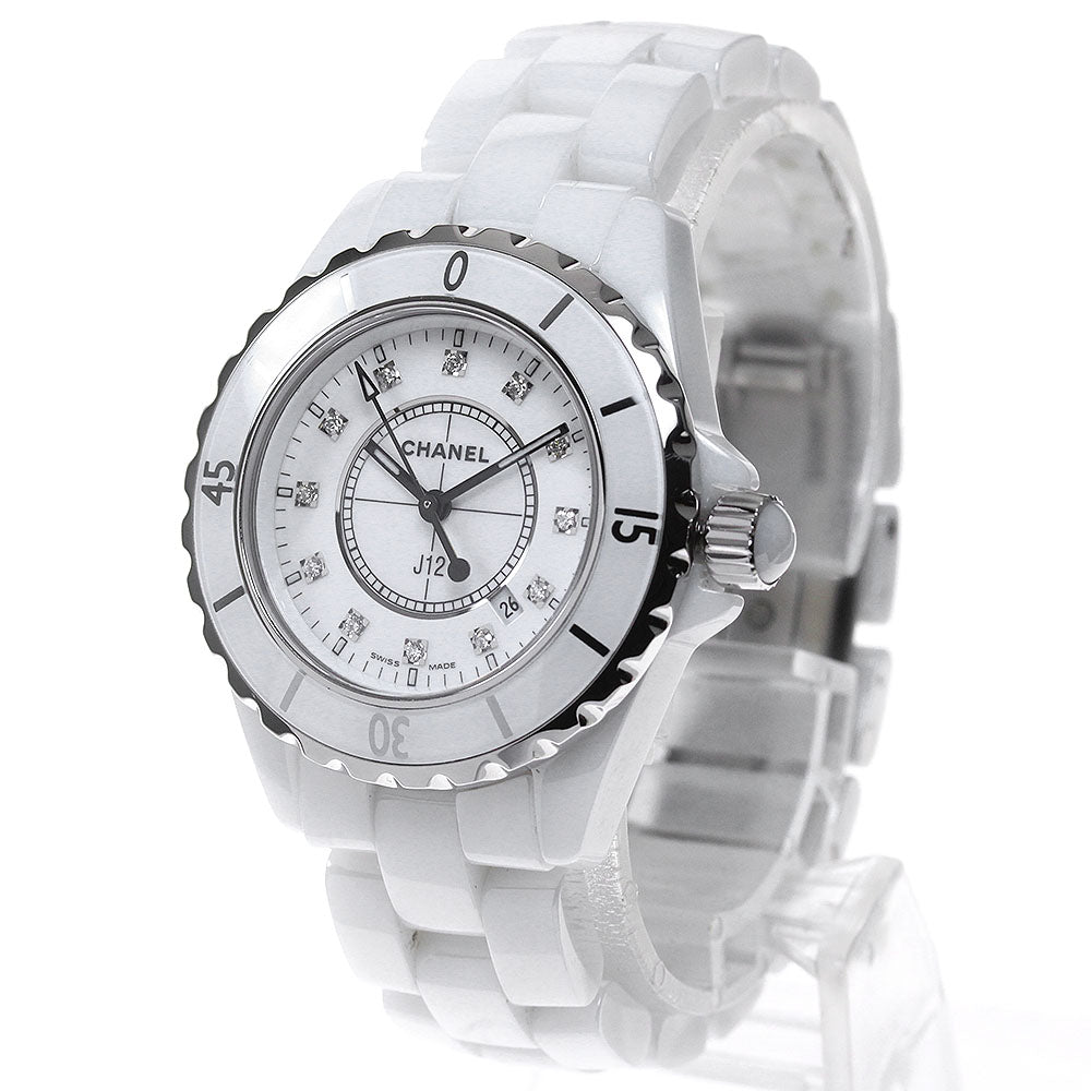 CHANEL J12 H1628 33MM White Ceramic 12P Diamond white Dial Quartz Ladies_862220
