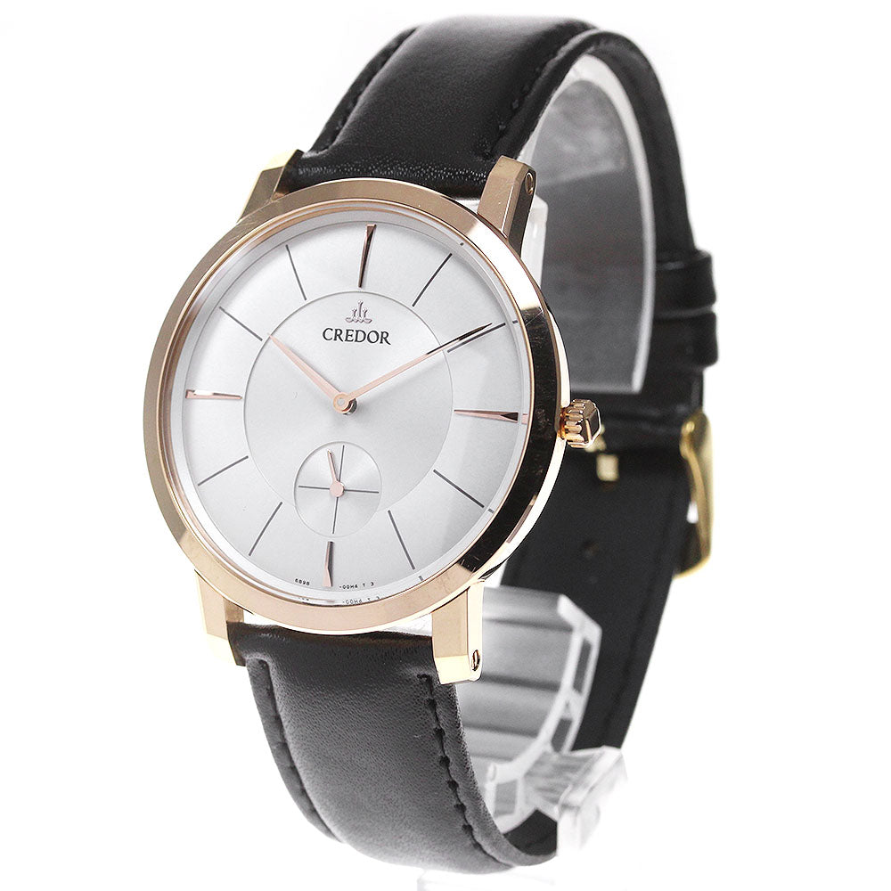 SEIKO CREDOR node GBBE980/6898-00D0 K18PG small second Silver Dial Hand Winding Men's Watch_862227