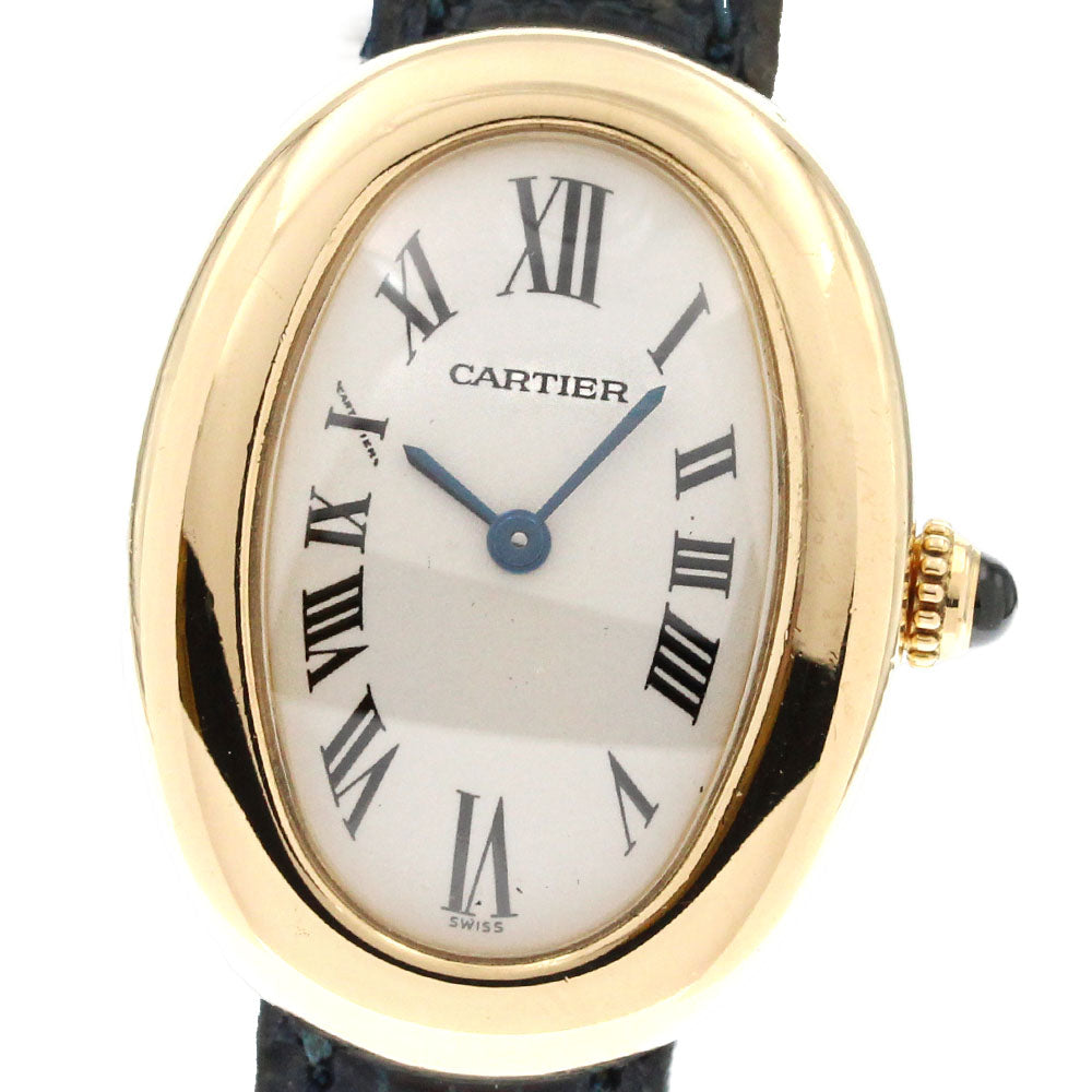 CARTIER Baignoire W1506056 18K Yellow Gold beige Dial Quartz Ladies Watch_862230