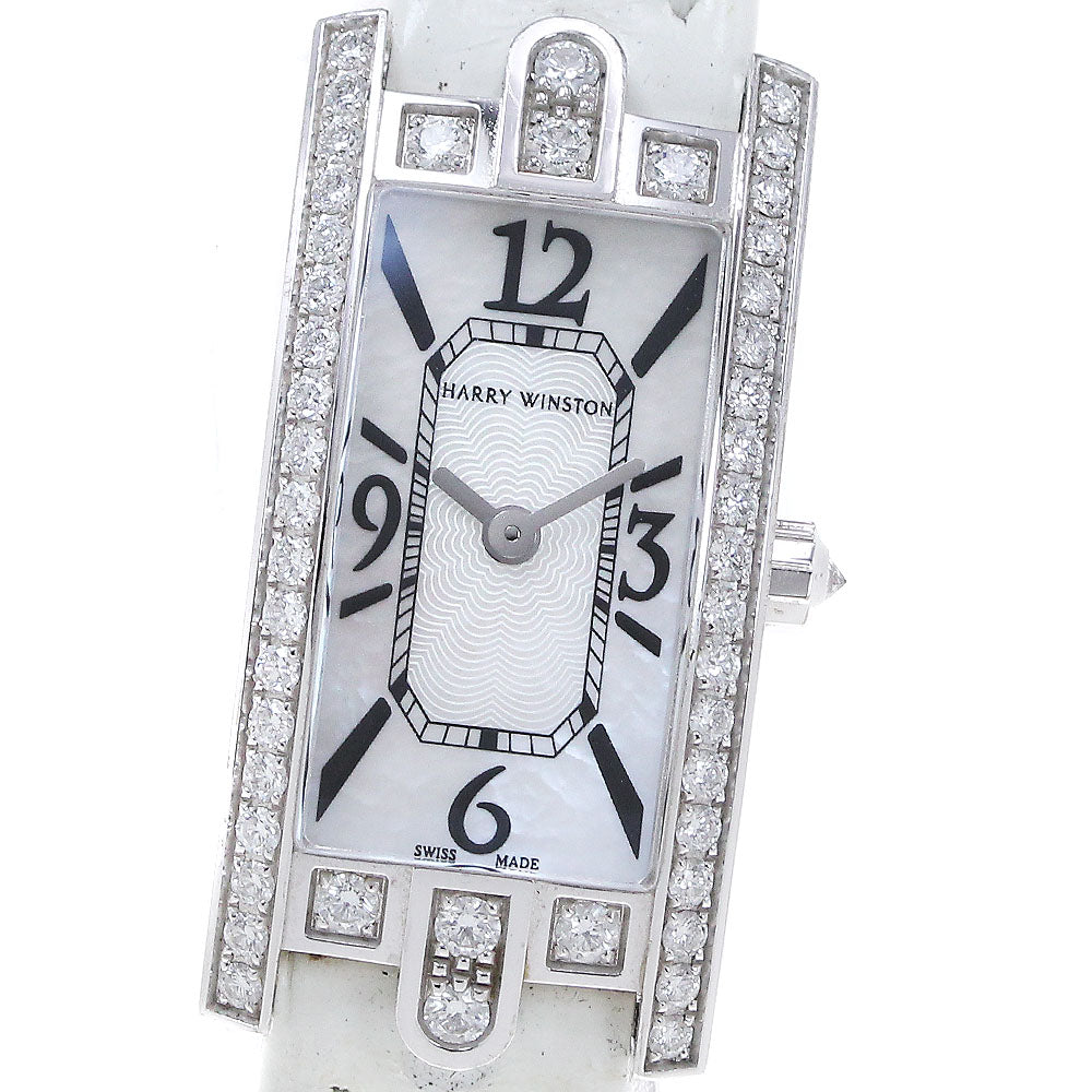 HARRY WINSTON Avenue C Mini AVCQHM16 K18WG diamond bezel White shell Dial Quartz Ladies Watch_862258