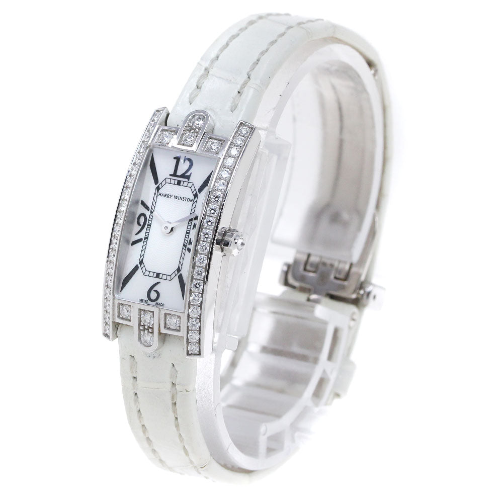 HARRY WINSTON Avenue C Mini AVCQHM16 K18WG diamond bezel White shell Dial Quartz Ladies Watch_862258
