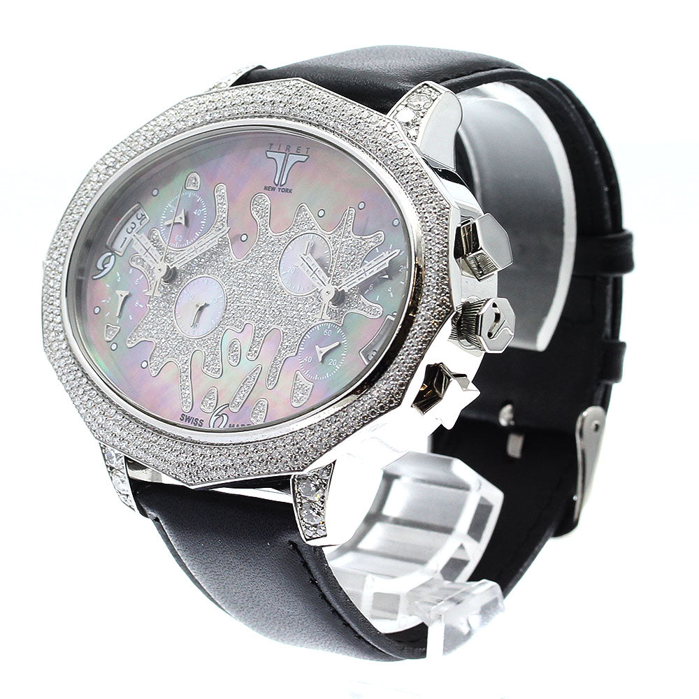 TIRET NEW YORK Second chance 2 Time Diamond Bezel shell Dial Quartz Men's Watch_862259