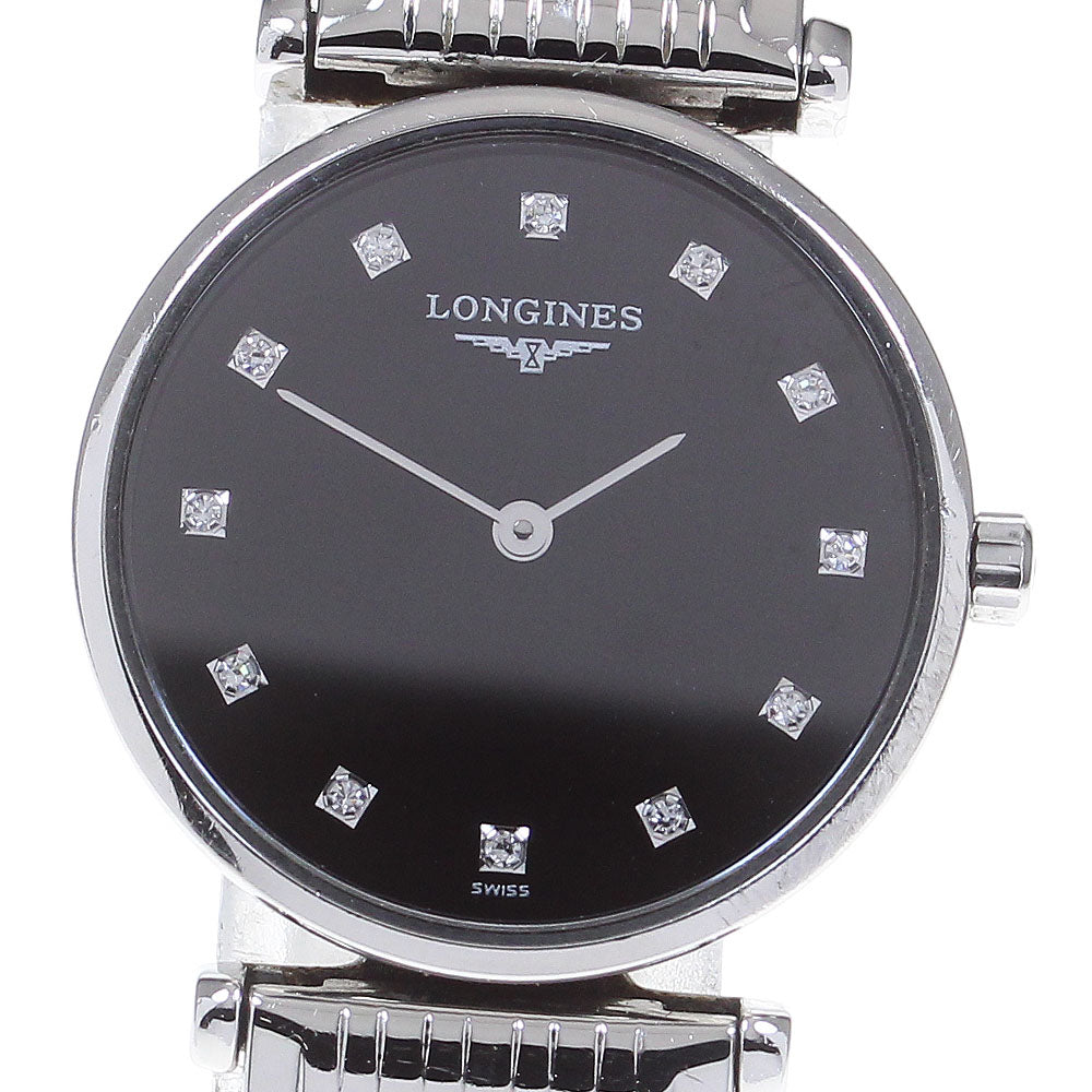 LONGINES Grand Classic L4.209.4 12P diamond Black Dial Quartz Ladies _862274