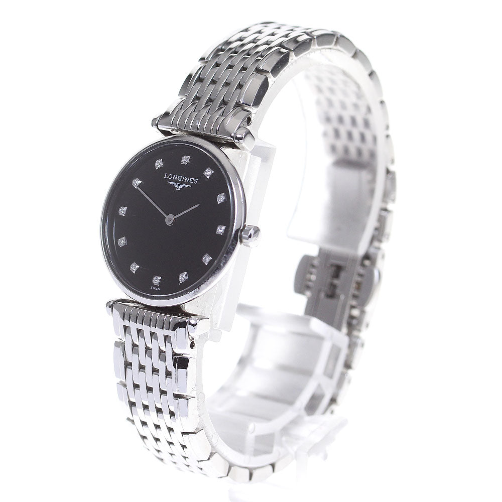 LONGINES Grand Classic L4.209.4 12P diamond Black Dial Quartz Ladies _862274