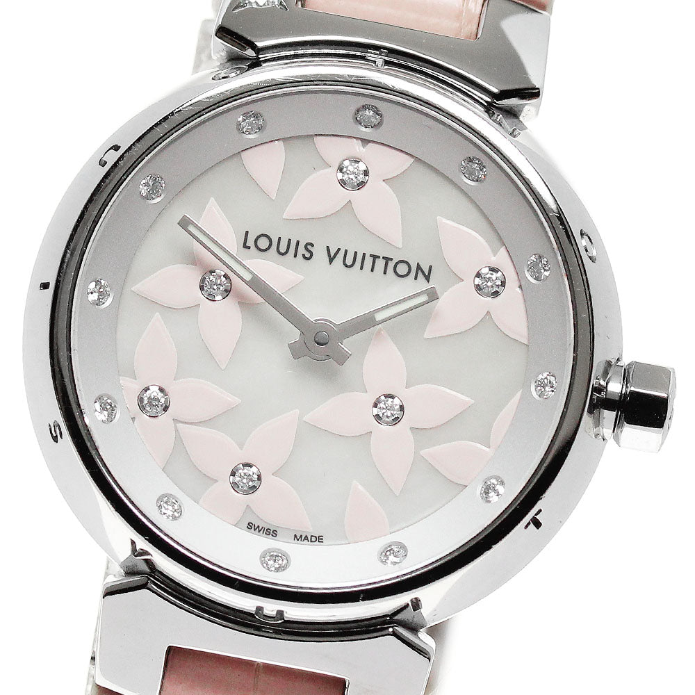 LOUIS VUITTON Tambour Lovely Diamond Q121H White shell Dial Quartz Ladies Watch_862492