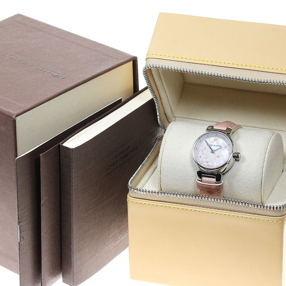 LOUIS VUITTON Tambour Lovely Diamond Q121H White shell Dial Quartz Ladies Watch_862492