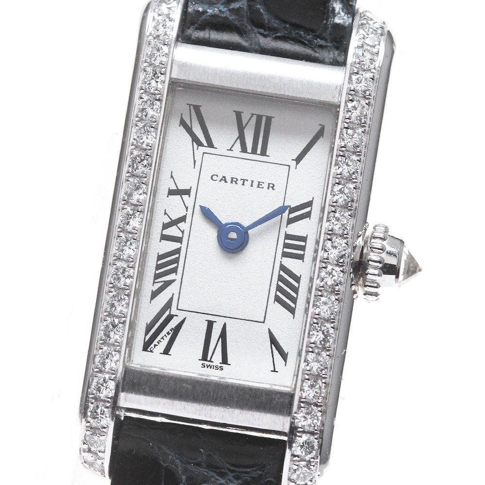 CARTIER Tank Allongee WB301651 K18WG diamond bezel Quartz Ladies Watch_862540