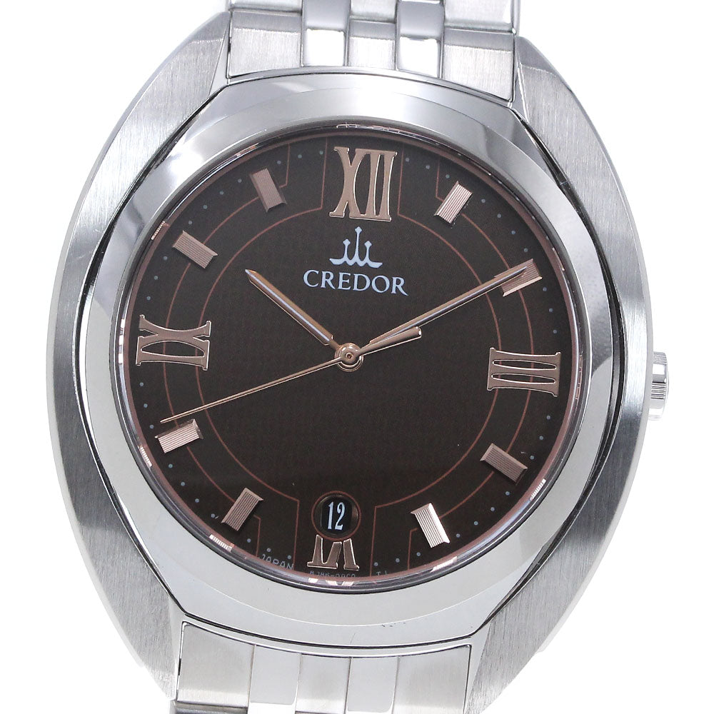 SEIKO CREDOR SIGNO GCAZ053/8J86-0AB0 Date Brown Dial Quartz Men's Watch_862559