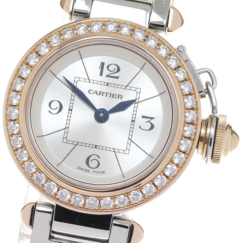 CARTIER Mispacha WJ124021 K18PG diamond bezel Silver Dial Quartz Ladies_862617