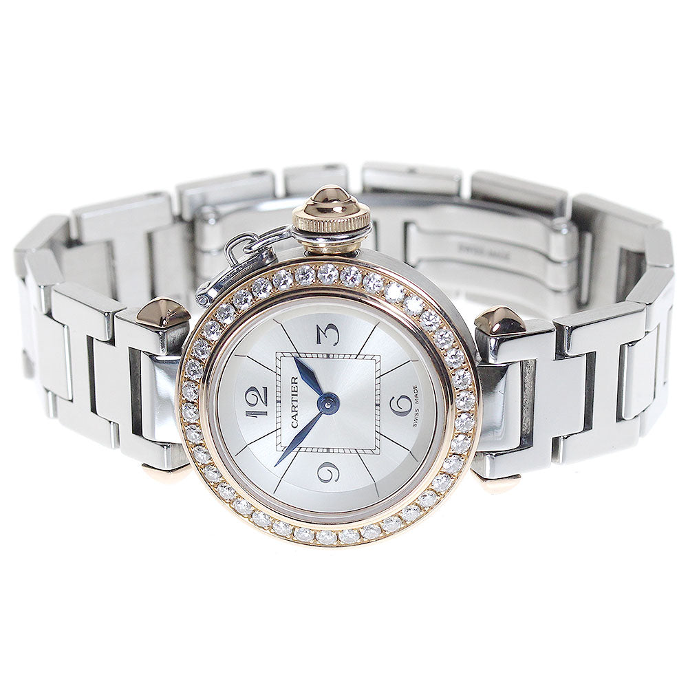 CARTIER Mispacha WJ124021 K18PG diamond bezel Silver Dial Quartz Ladies_862617