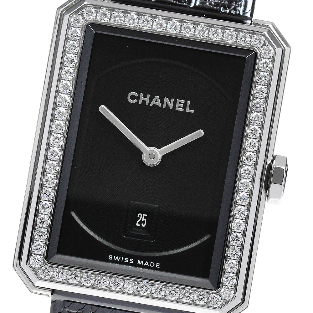 CHANEL Boyfriend tweed H5318 Diamond Bezel Black Dial Quartz Boy's Watch_862654