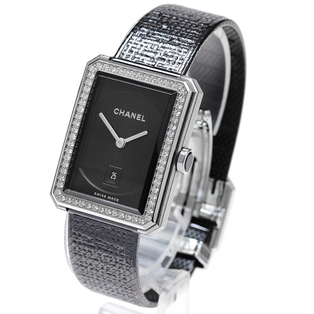 CHANEL Boyfriend tweed H5318 Diamond Bezel Black Dial Quartz Boy's Watch_862654