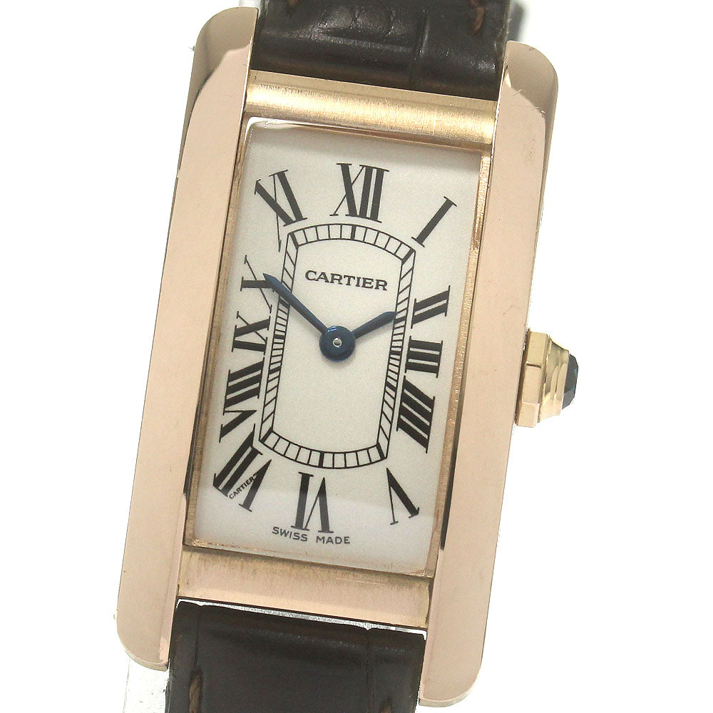CARTIER Tank AmericanSM W2607456 18K Pink Gold Silver Dial Quartz Ladies Watch_862656