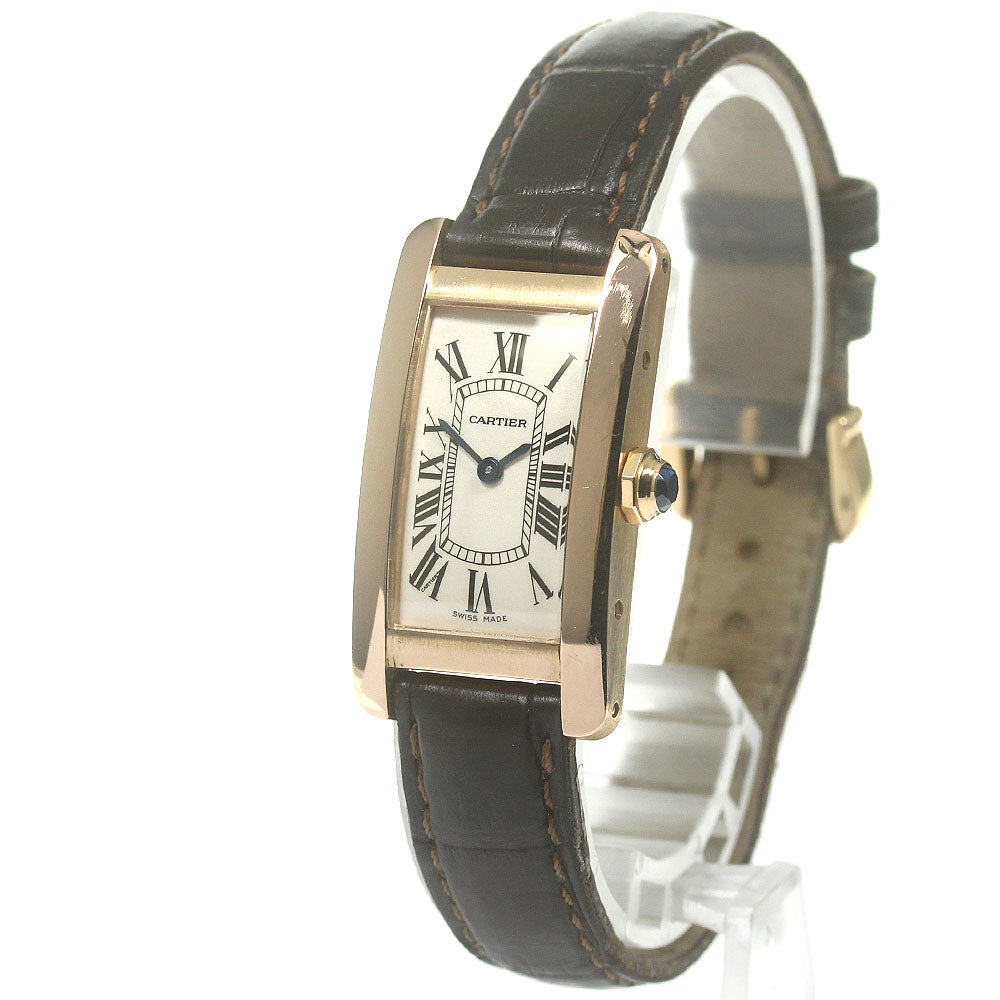 CARTIER Tank AmericanSM W2607456 18K Pink Gold Silver Dial Quartz Ladies Watch_862656