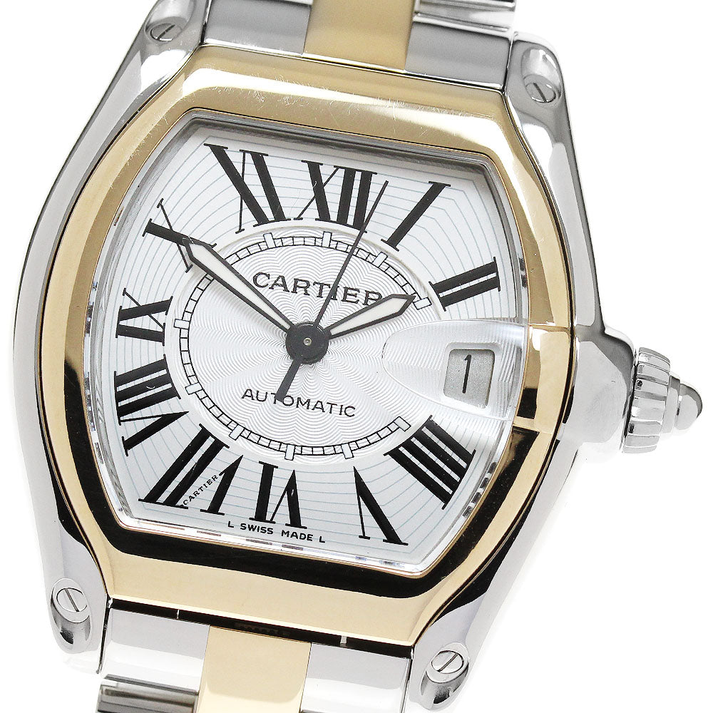 CARTIER Roadster 2 tone W62031Y4 Date Silver Dial Automatic Men's Watch_862673