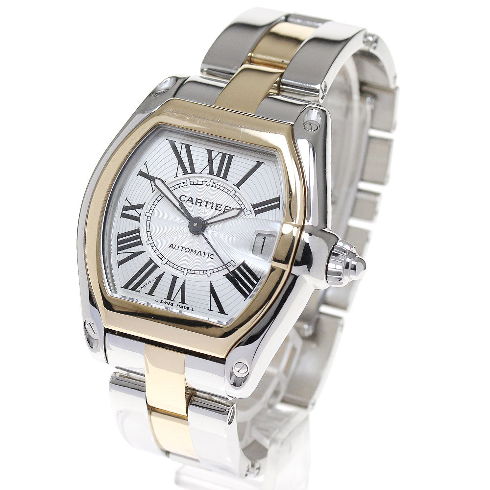 CARTIER Roadster 2 tone W62031Y4 Date Silver Dial Automatic Men's Watch_862673