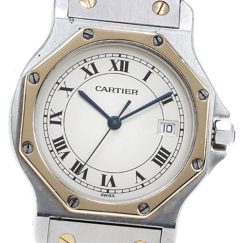CARTIER Santos Octagon LM W2001583 YG2 tone Date Quartz Men's Watch_862904