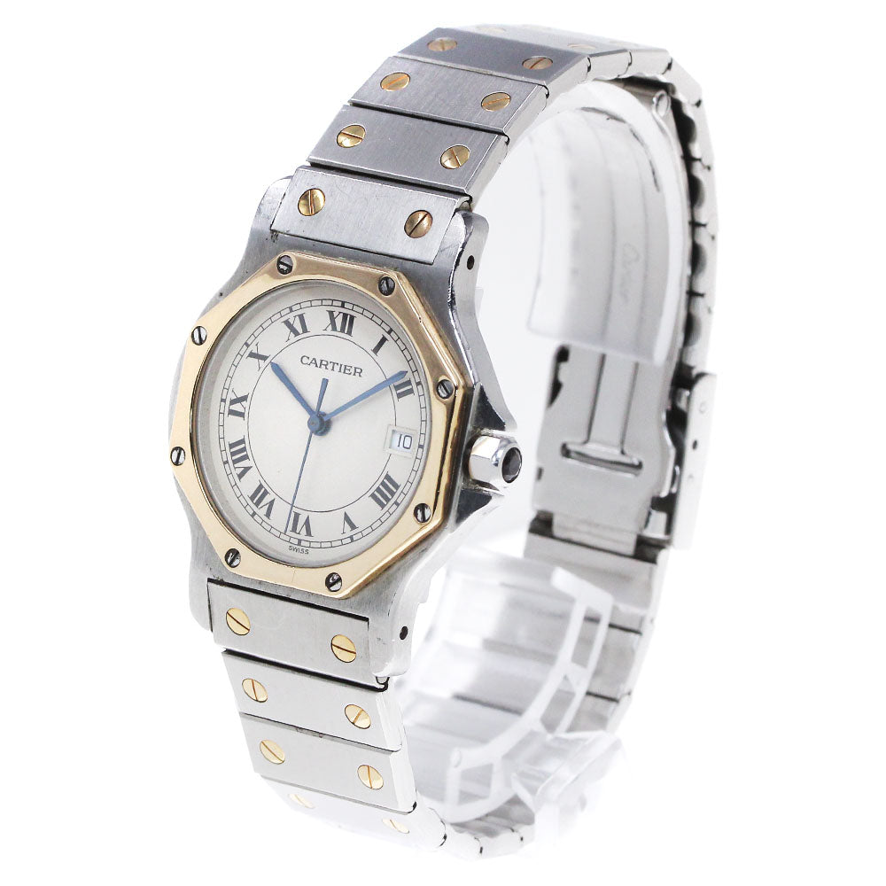 CARTIER Santos Octagon LM W2001583 YG2 tone Date Quartz Men's Watch_862904