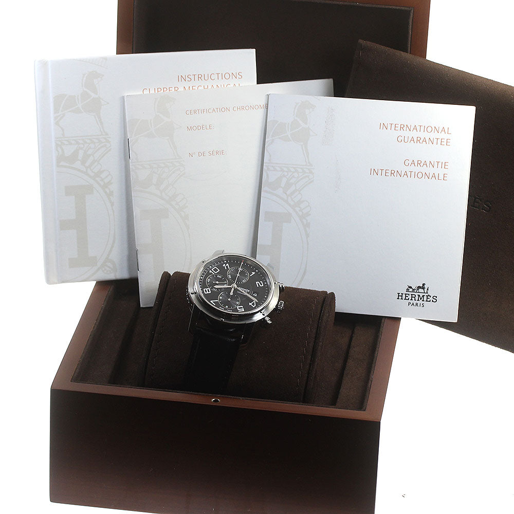 HERMES Clipper chrono CP1.910 Date Black Dial Automatic Men's Watch_862947