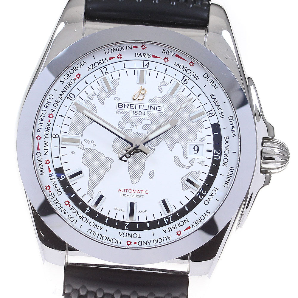 BREITLING Galactic Unitime Sleek T WB3510 White Dial Automatic Men's _862956