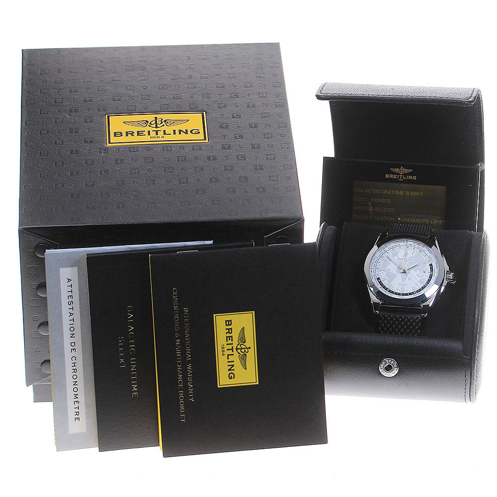 BREITLING Galactic Unitime Sleek T WB3510 White Dial Automatic Men's _862956