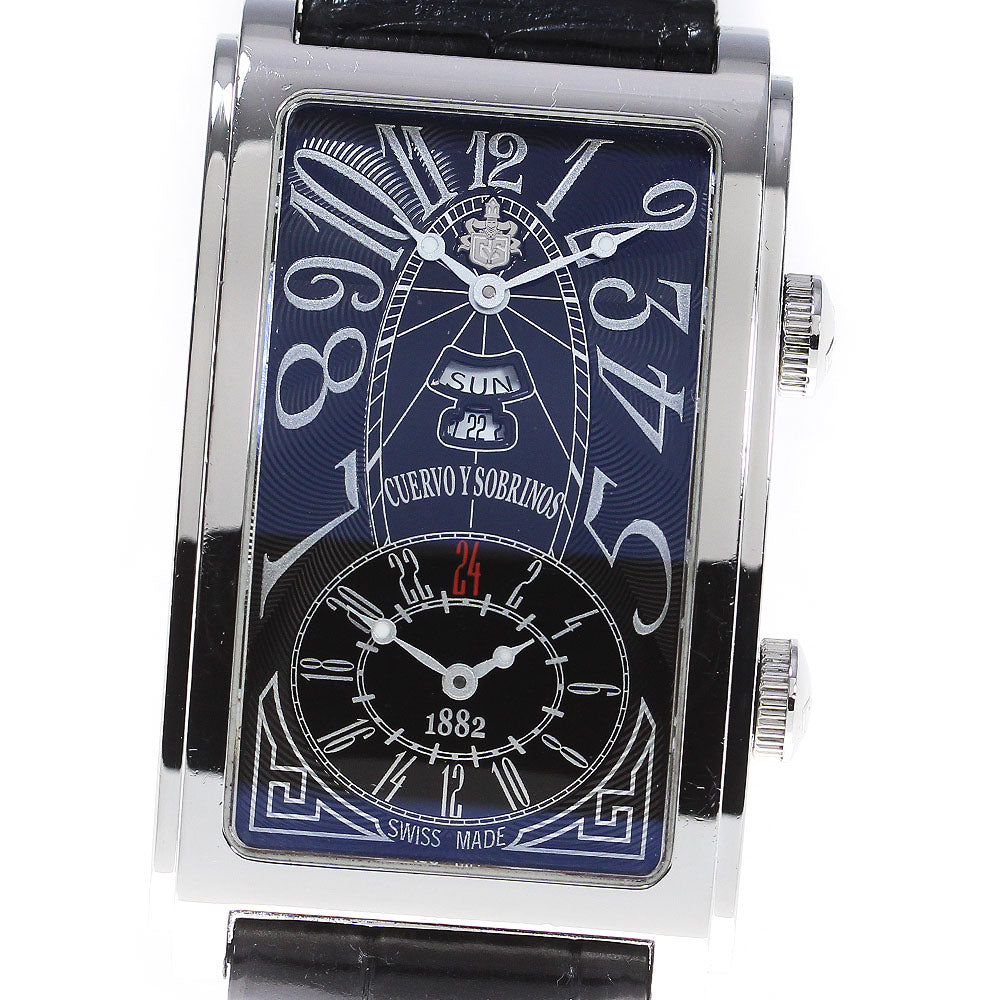 CUERVO Y SOBRINOS Prominente A1124 Dual time black Dial Automatic Men's Watch_863142