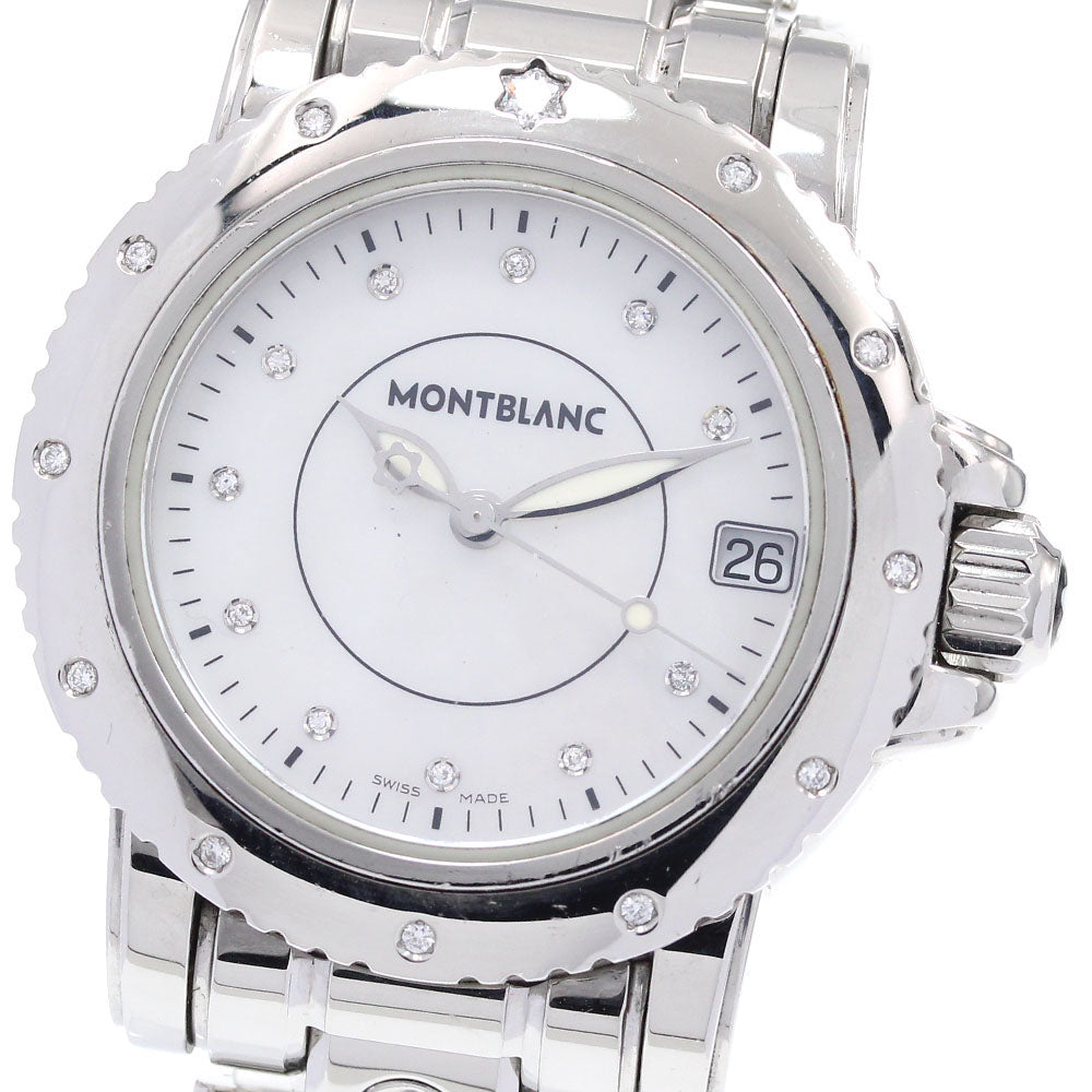 MONTBLANC 7157 Bezel Diamond 11P Date White shell Dial Quartz Ladies_863152