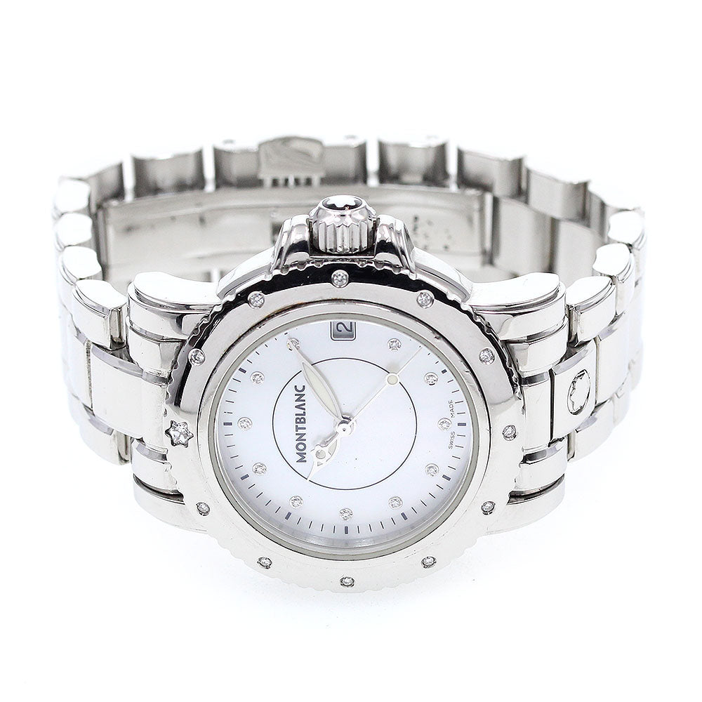 MONTBLANC 7157 Bezel Diamond 11P Date White shell Dial Quartz Ladies_863152