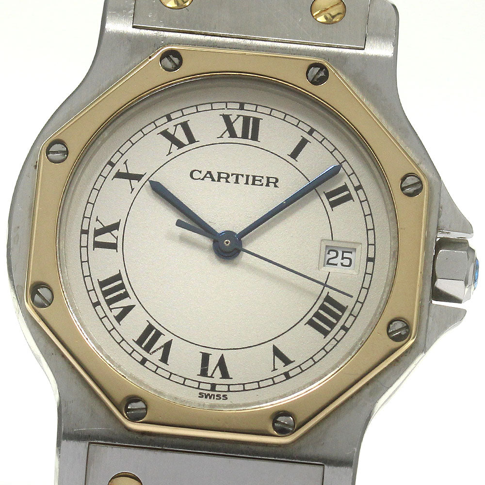 CARTIER Santos Octagon LM W2001583 YG2 tone Date Quartz Men's Watch_863179