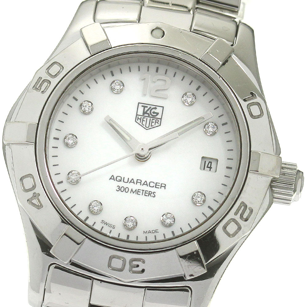 TAG HEUER Aqua racer WAF1415.BA0813 10P diamond date White shell Dial Quartz Ladies Watch_863215