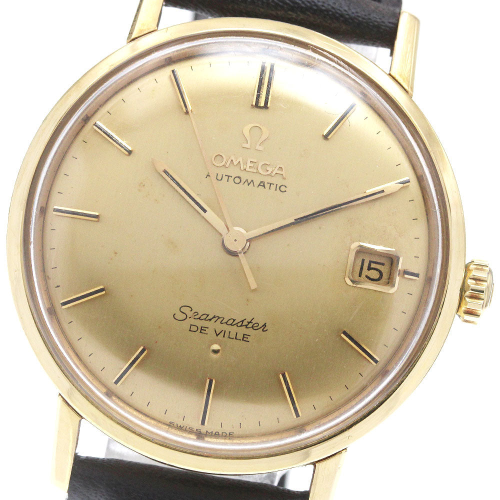 OMEGA SeamasterDe Ville K18YG date Gold Dial Automatic Men's Watch_863350
