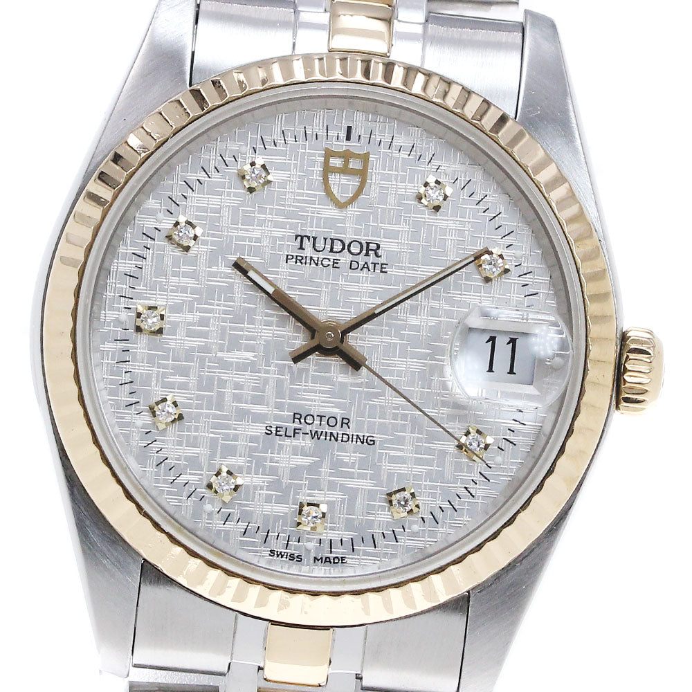 TUDOR Prince Date 74033G 10P diamond Silver Dial Automatic Men's Watch_863462