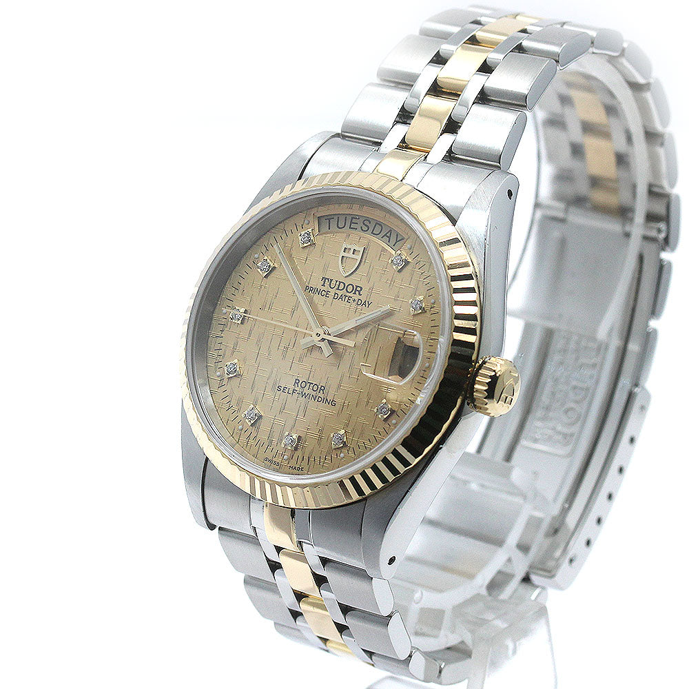 TUDOR Prince Date Day 76213 YG2 tone 10P diamond Automatic Men's Watch_863465