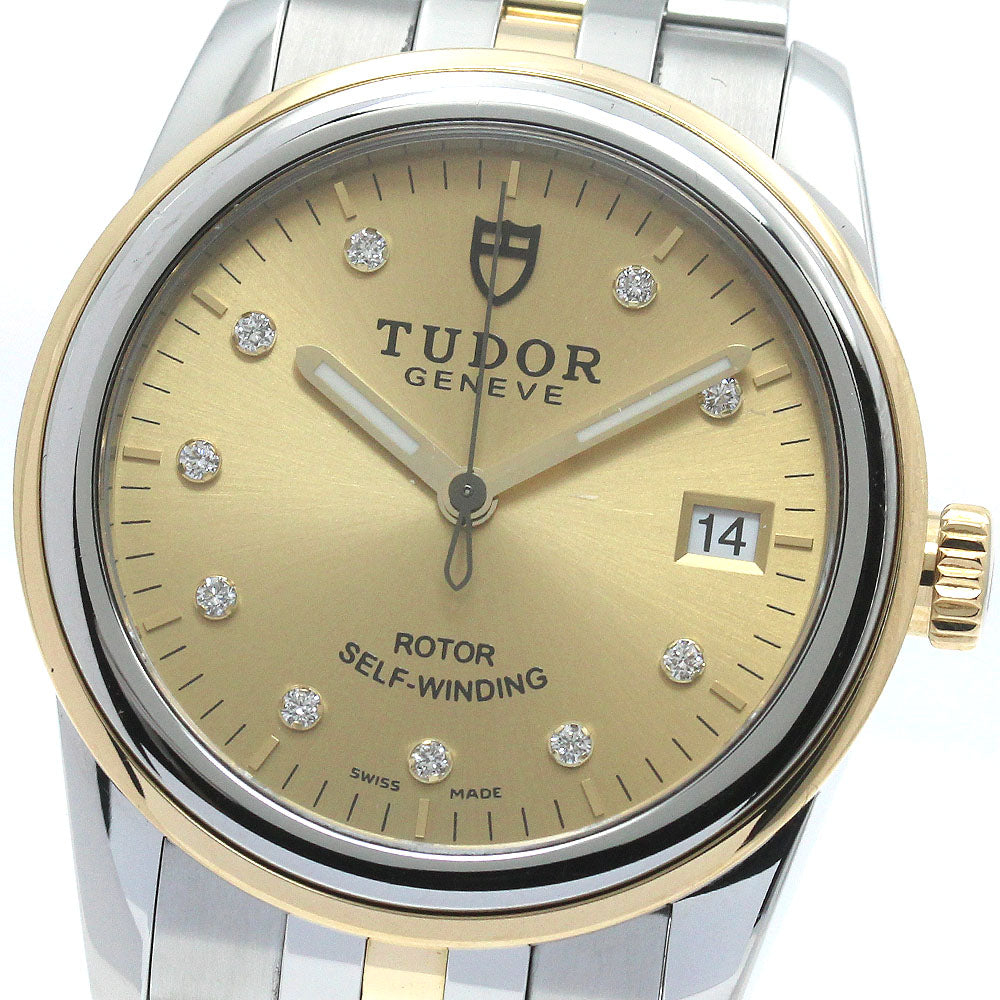 TUDOR Glamor date 55003 YG2 tone 10P diamond gold Dial Automatic Men's Watch_863609
