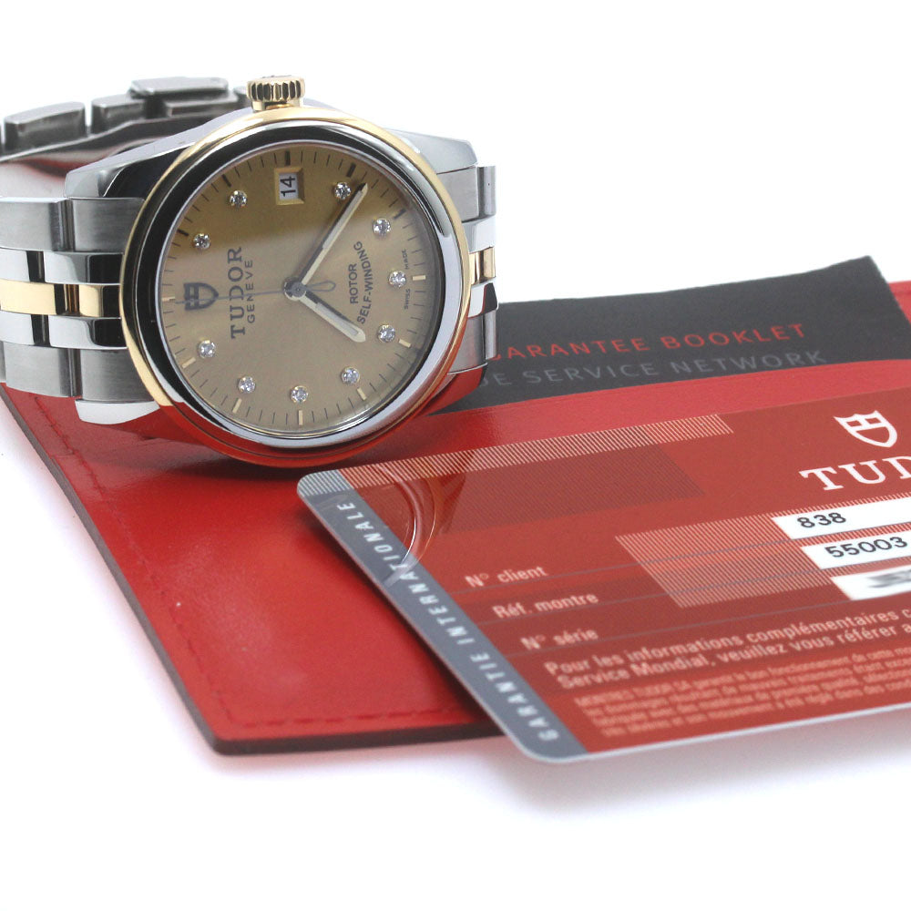 TUDOR Glamor date 55003 YG2 tone 10P diamond gold Dial Automatic Men's Watch_863609