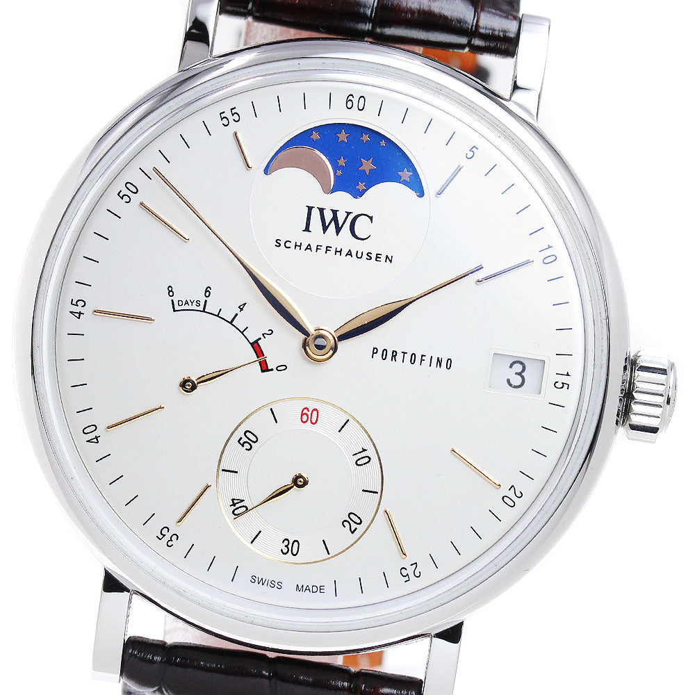 IWC SCHAFFHAUSEN Portofino IW516401 Moon phase Silver Dial Hand Winding Men's Watch_863721