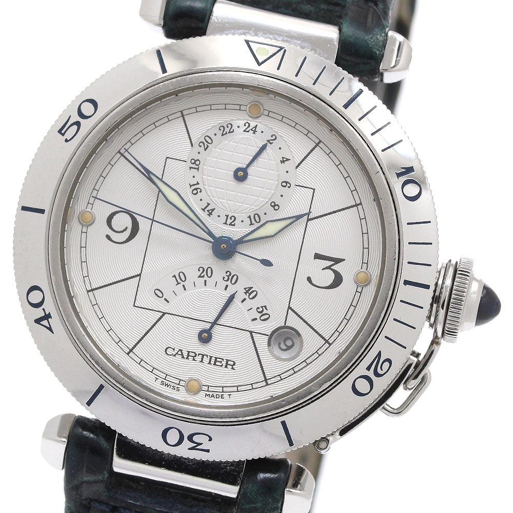 CARTIER Pasha 38mm W3103755 GMT power reserve Silver Dial Automatic Men's Watch_863724