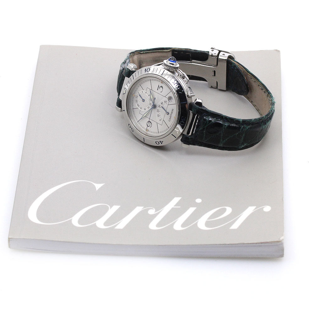 CARTIER Pasha 38mm W3103755 GMT power reserve Silver Dial Automatic Men's Watch_863724