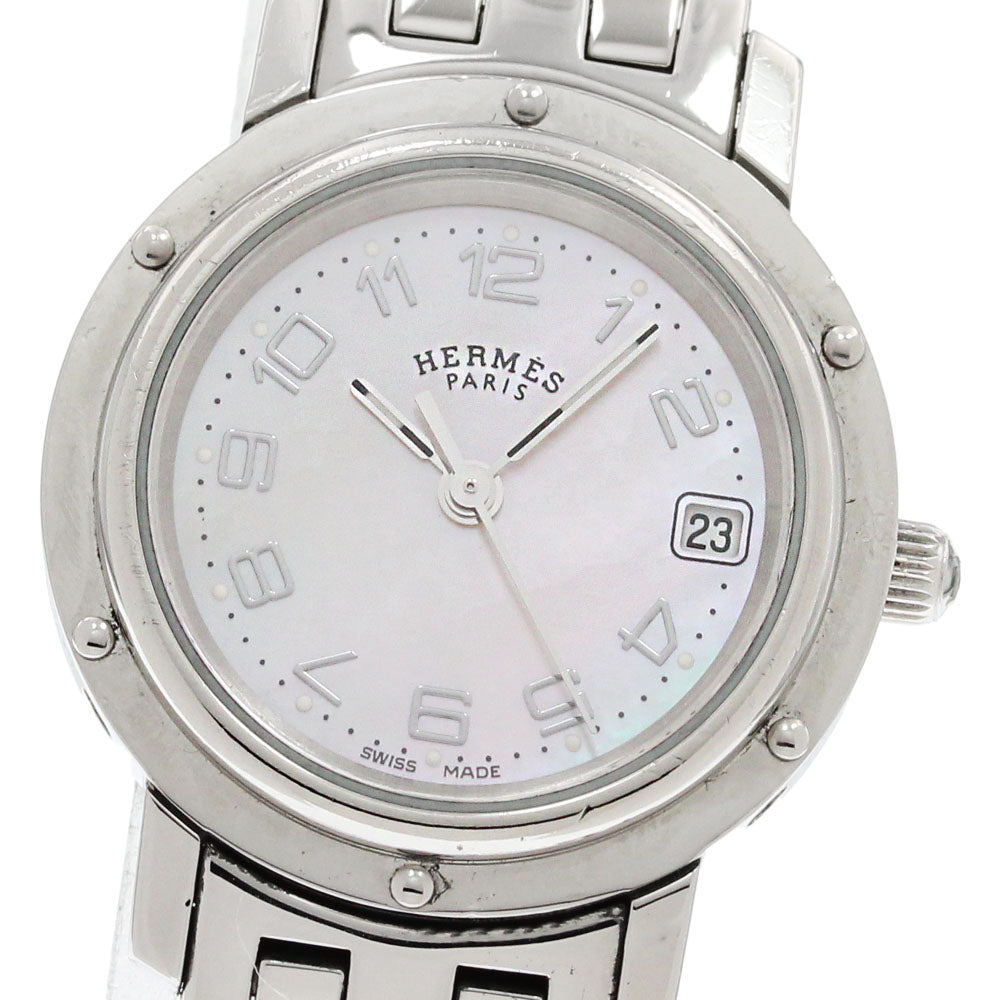 HERMES Clipper CL4.210 Date Pink shell Dial Quartz Ladies Watch_863852