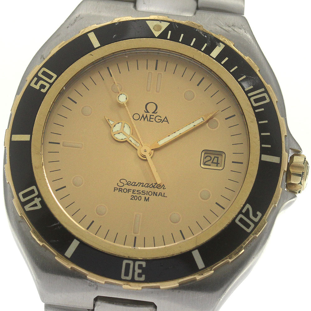 OMEGA Seamaster200 YG2 tone Large size Gold Dial Quartz Men's Watch_863922