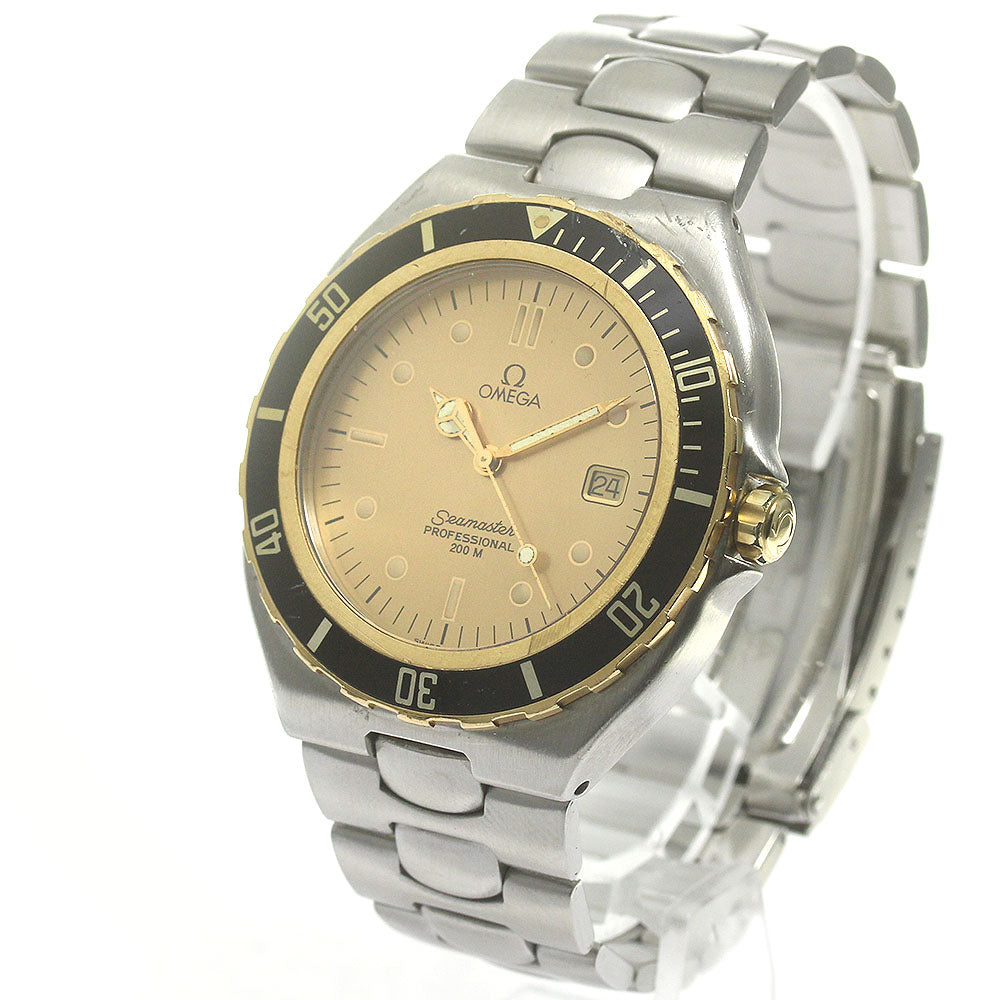 OMEGA Seamaster200 YG2 tone Large size Gold Dial Quartz Men's Watch_863922