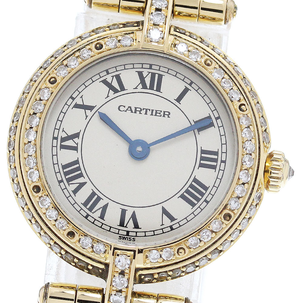 CARTIER PANTHERESM round K18YG after diamond bezel beige Dial Quartz Ladies Watch_863934