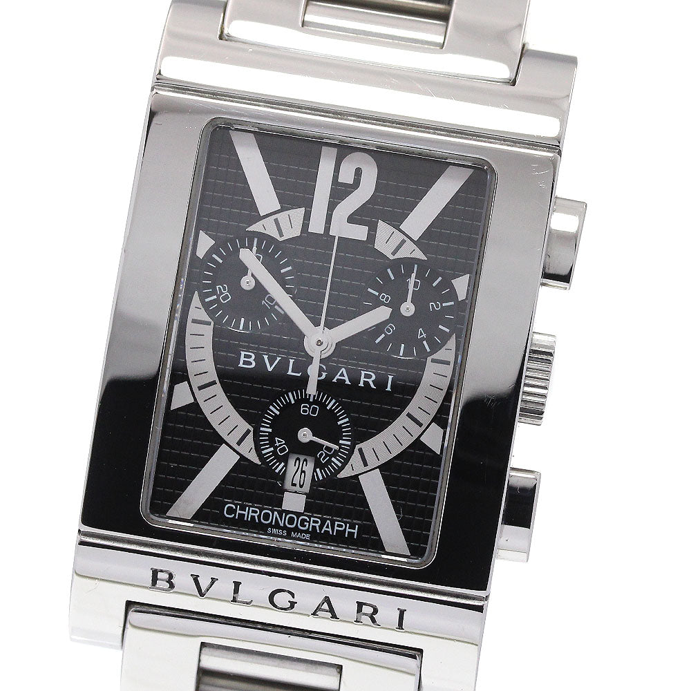 BVLGARI Rettangolo RTC49S Chronograph Date black Dial Quartz Men's Watch_863942