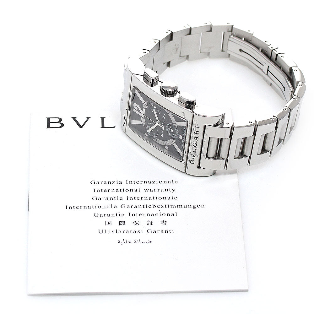 BVLGARI Rettangolo RTC49S Chronograph Date black Dial Quartz Men's Watch_863942