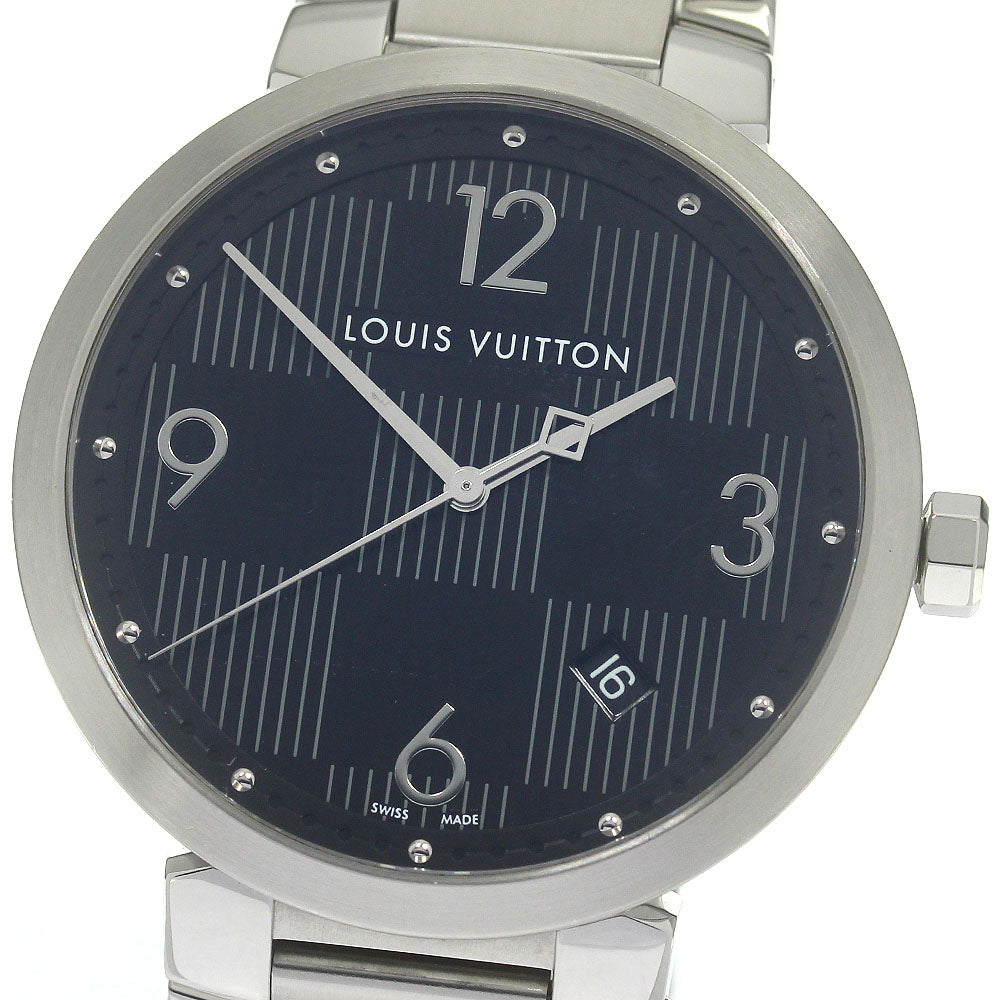 LOUIS VUITTON Tambour slim Q1D07 Damier Graffit Date Quartz Men's Watch_864279