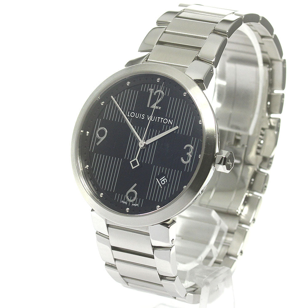 LOUIS VUITTON Tambour slim Q1D07 Damier Graffit Date Quartz Men's Watch_864279
