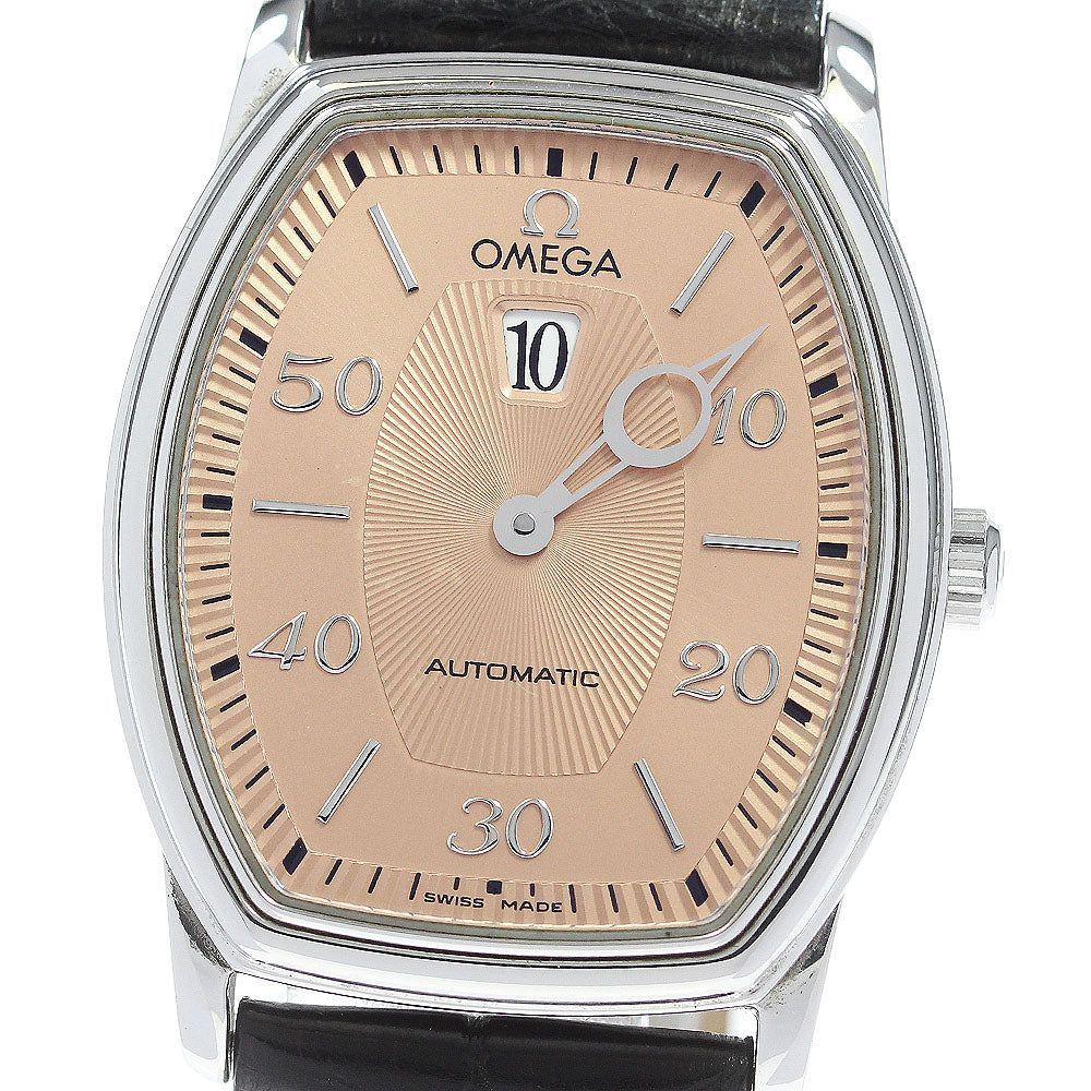 OMEGA De Ville Prestige 4853.61 Jumping Hour Date pink Dial Automatic Men's Watch_864308