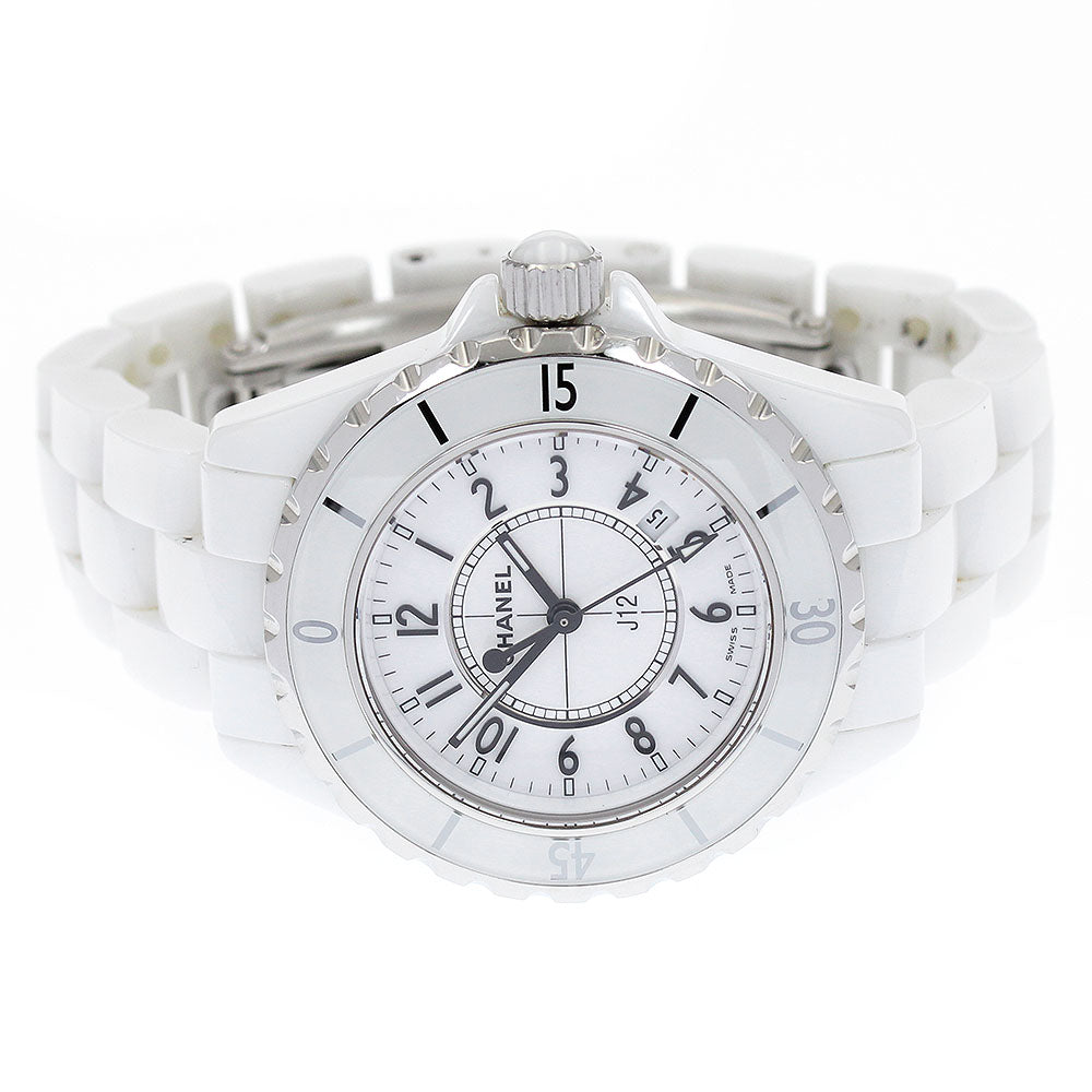 CHANEL J12 33mm H0968 White ceramic date white Dial Quartz Ladies Watch_864485