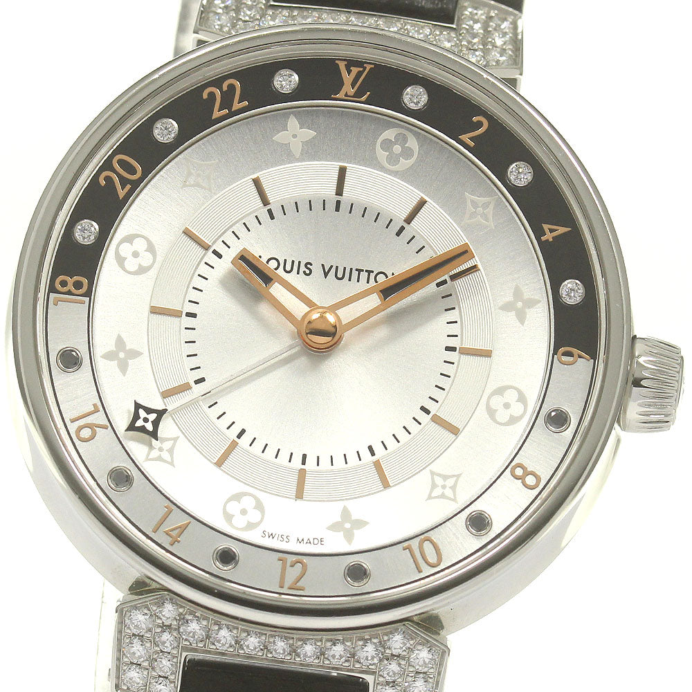 LOUIS VUITTON Tambour Moon Dual Time MM QA108 GMT Quartz Ladies Watch_864493