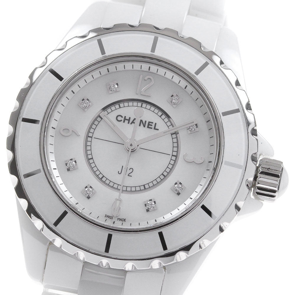 CHANEL J12 33mm H2422 White ceramic 8P diamond Quartz Ladies Watch_864624